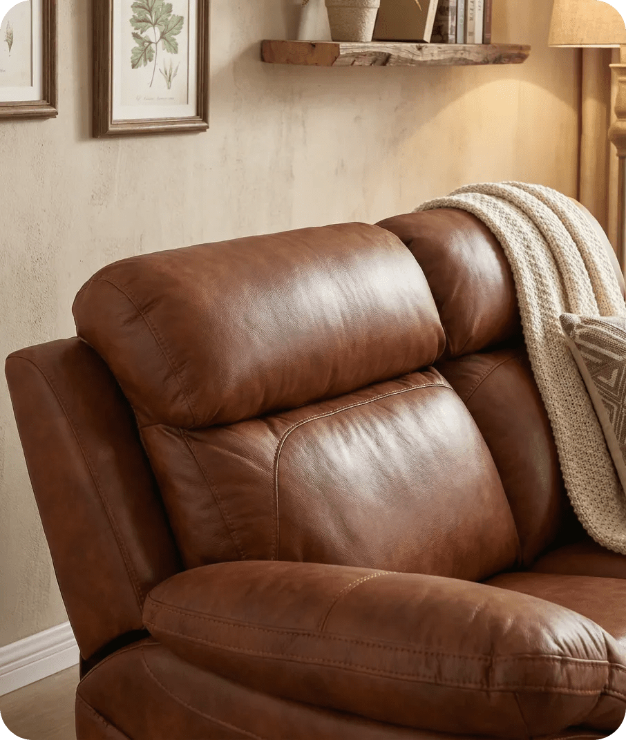 Torino Genuine Leather Tan  Electric Power Recliner 2 Seater Sofa
