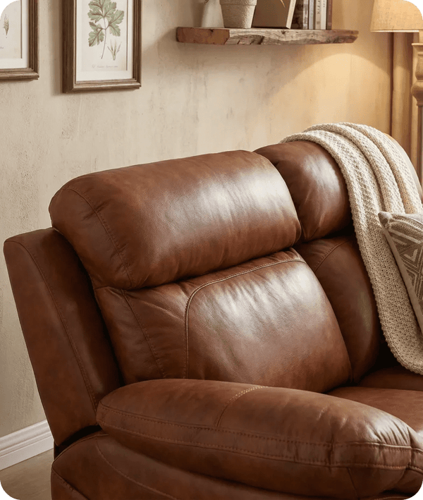Torino Genuine Leather Tan  Electric Power Recliner 2 Seater Sofa