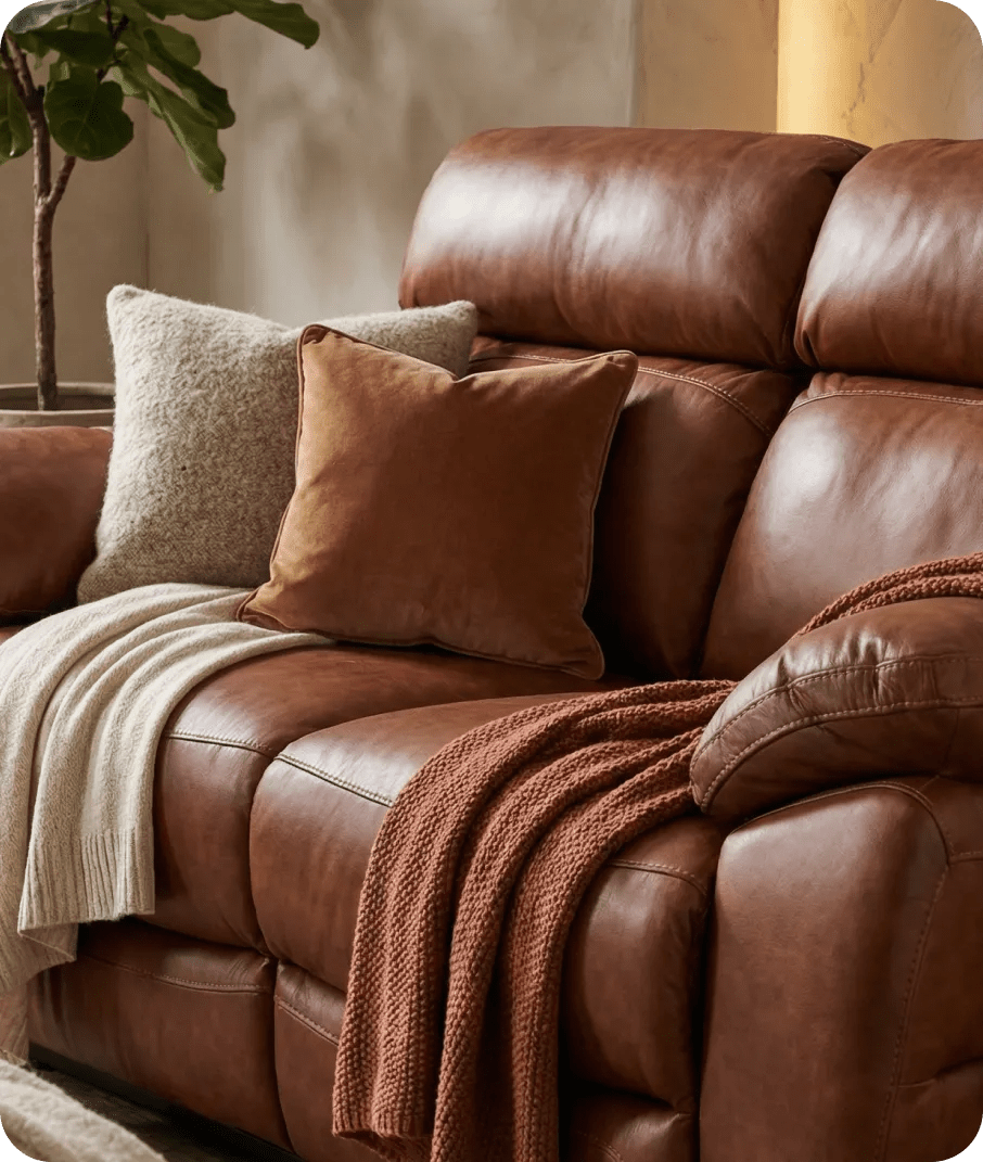 Torino Genuine Leather Tan  Electric Power Recliner 2 Seater Sofa