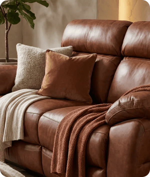 Torino Genuine Leather Tan  Electric Power Recliner 2 Seater Sofa