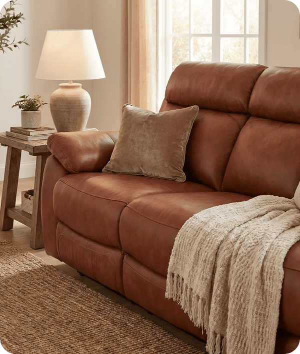 Torino Genuine Leather Tan Electric Power Recliner 3 Seater Sofa