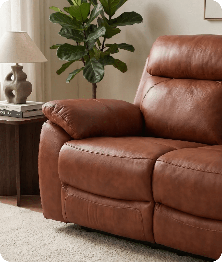 Torino Genuine Leather Tan Electric Power Recliner 3 Seater Sofa