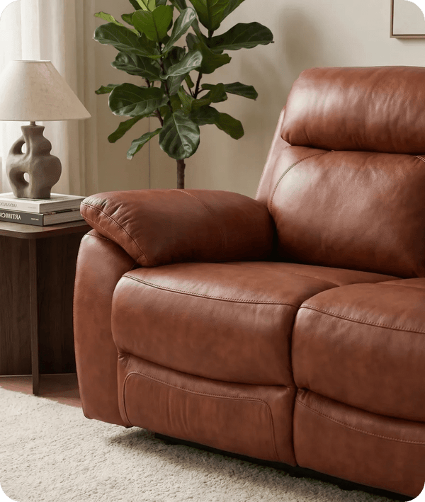 Torino Genuine Leather Tan Electric Power Recliner 3 Seater Sofa