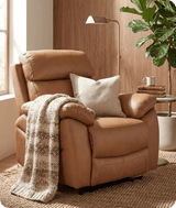 Torino Genuine Leather Caramel Electric Power Recliner Armchair