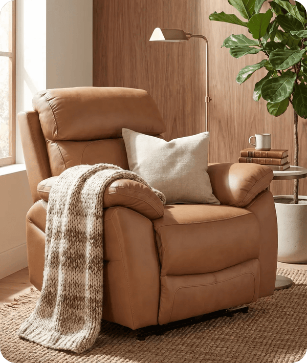 Torino Genuine Leather Caramel Electric Power Recliner Armchair