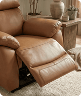Torino Genuine Leather Caramel Electric Power Recliner Armchair
