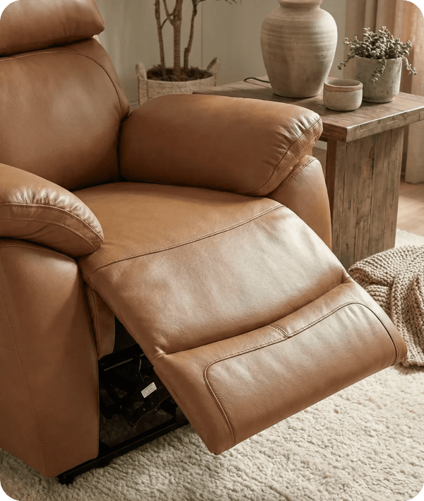 Torino Genuine Leather Caramel Electric Power Recliner Armchair