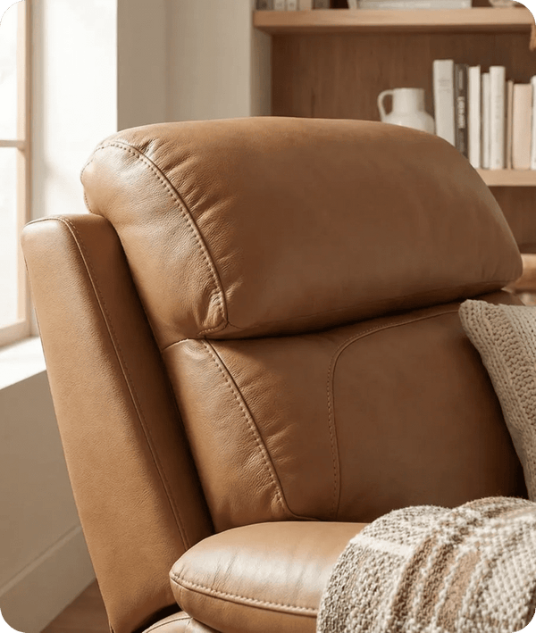 Torino Genuine Leather Caramel Electric Power Recliner Armchair