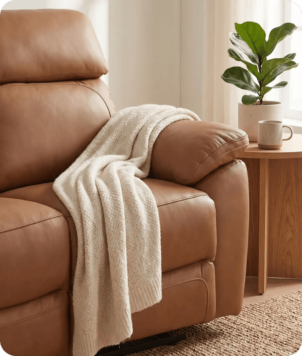 Torino Genuine Leather Caramel Electric Power Recliner 2 Seater Sofa
