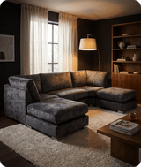 Westminster Coal Alaska Fabric U Shape High Back Corner Sofa
