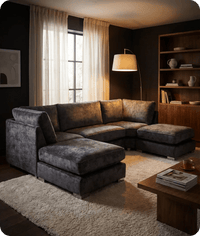 Westminster Coal Alaska Fabric U Shape High Back Corner Sofa