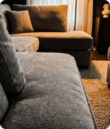 Mayfair Grey Fabric U Shape High Back Corner Sofa + Footstool