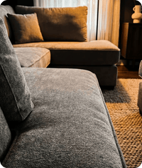 Mayfair Grey Fabric U Shape High Back Corner Sofa + Footstool