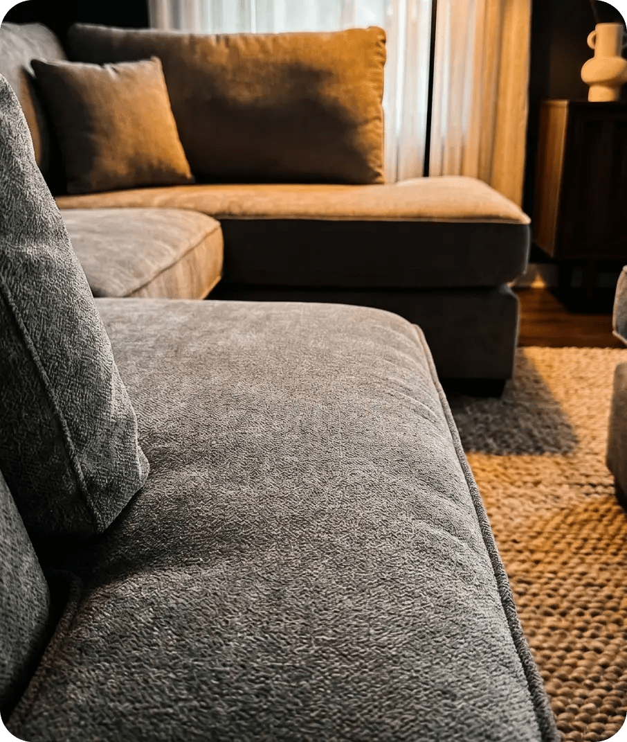 Mayfair Grey Fabric U Shape High Back Corner Sofa + Footstool