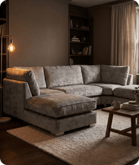 Westminster Silver Alaska Fabric U Shape High Back Corner Sofa