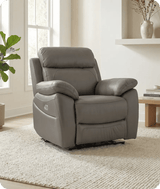Torino Genuine Leather Grey Electric Power Recliner Armchair