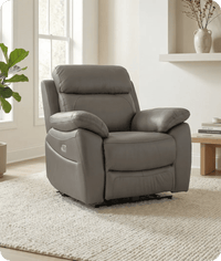 Torino Genuine Leather Grey Electric Power Recliner Armchair
