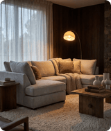Mayfair Silver  Fabric U Shape High Back Corner Sofa + Footstool