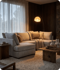 Mayfair Silver  Fabric U Shape High Back Corner Sofa + Footstool