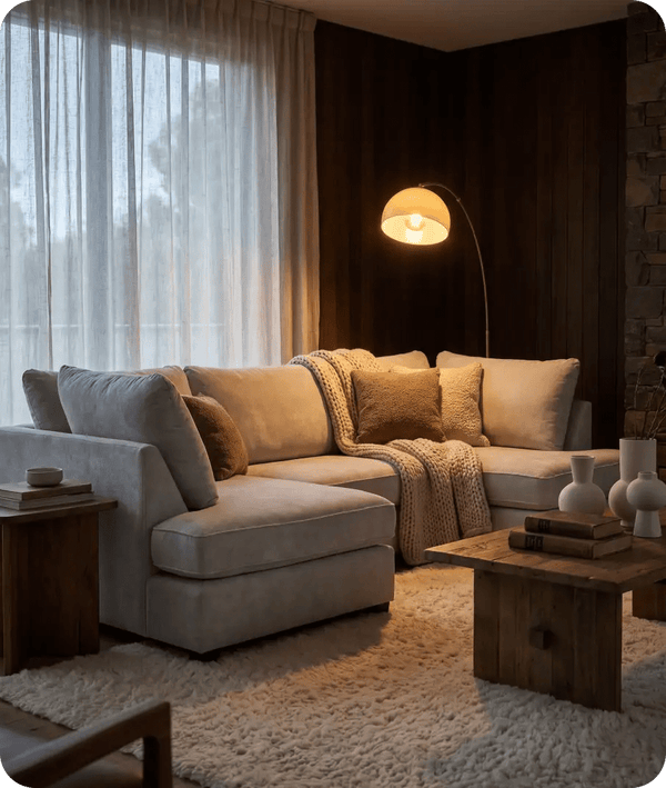 Mayfair Silver  Fabric U Shape High Back Corner Sofa + Footstool