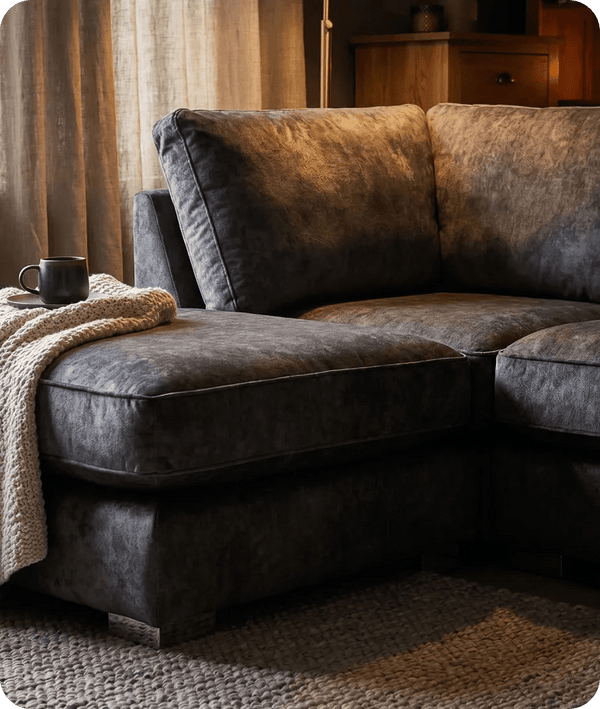 Westminster Coal Alaska Fabric U Shape High Back Corner Sofa