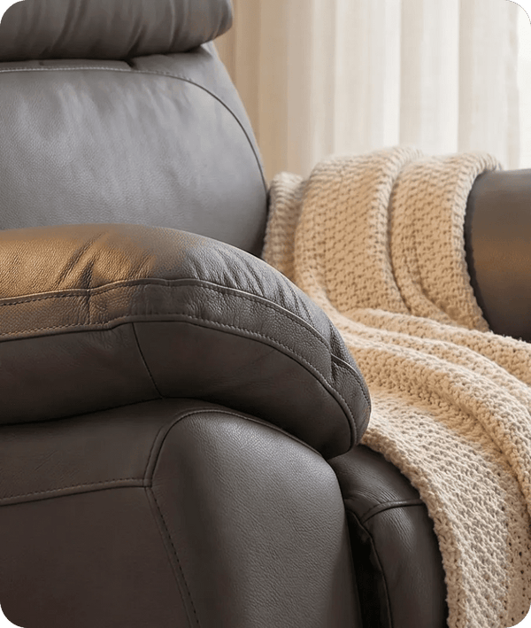 Torino Genuine Leather Grey Electric Power Recliner Armchair
