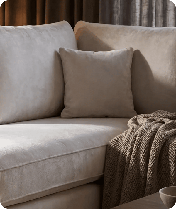 Mayfair Silver  Fabric U Shape High Back Corner Sofa + Footstool