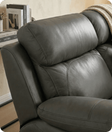 Torino Genuine Leather Grey Electric Power Recliner 2 Seater Sofa