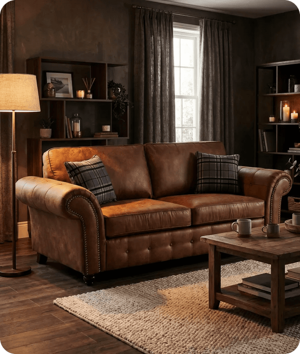 Savile Tan Suede 3 Seater Sofa
