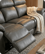 Torino Genuine Leather Grey Electric Power Recliner 3 Seater Sofa