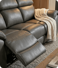 Torino Genuine Leather Grey Electric Power Recliner 3 Seater Sofa