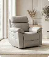 Torino Genuine Leather Light Grey Electric Power Recliner Armchair