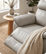 Torino Genuine Leather Light Grey Electric Power Recliner Armchair