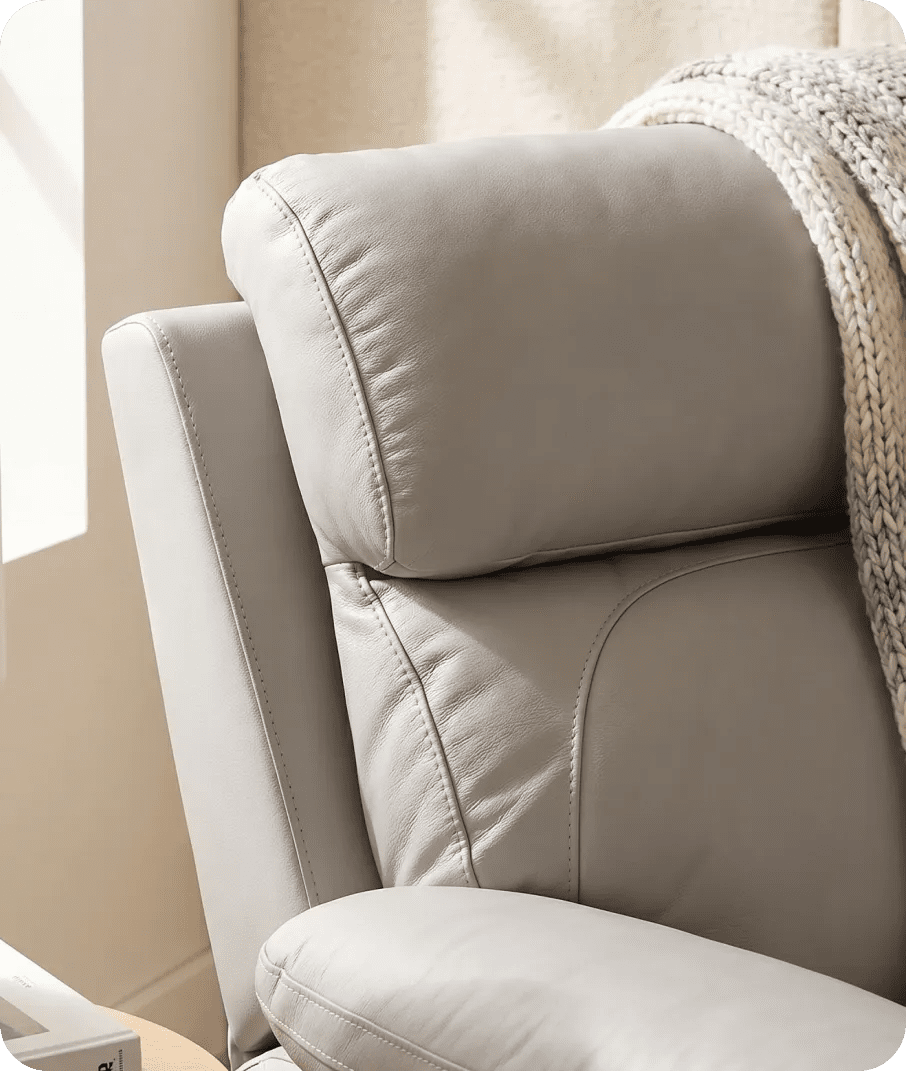 Torino Genuine Leather Light Grey Electric Power Recliner Armchair