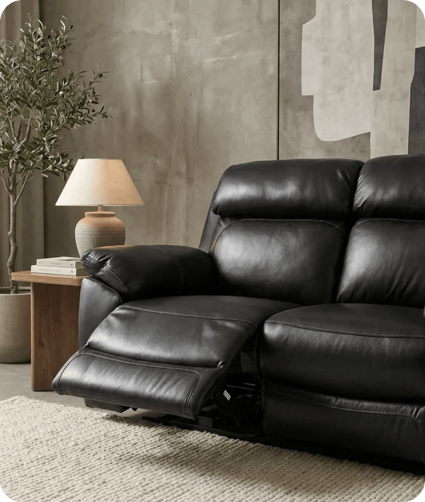 Torino Genuine Leather Black  Electric Power Recliner 2 Seater