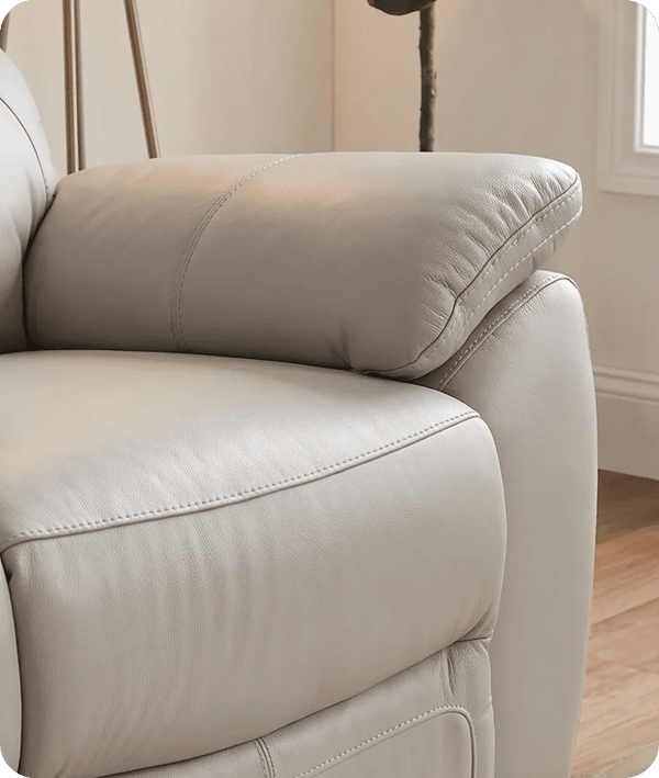 Torino Genuine Leather Light Grey Electric Power Recliner 2 Seater Sofa