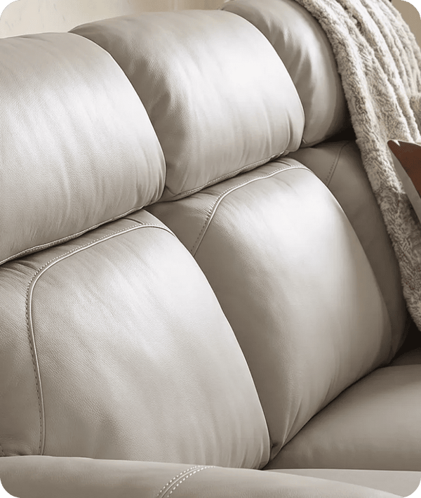 Torino Genuine Leather Light Grey Electric Power Recliner 3 Seater Sofa