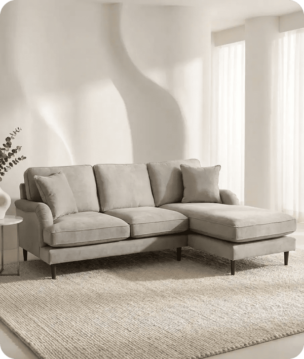 Durham Silver Fabric Right Hand Corner Sofa