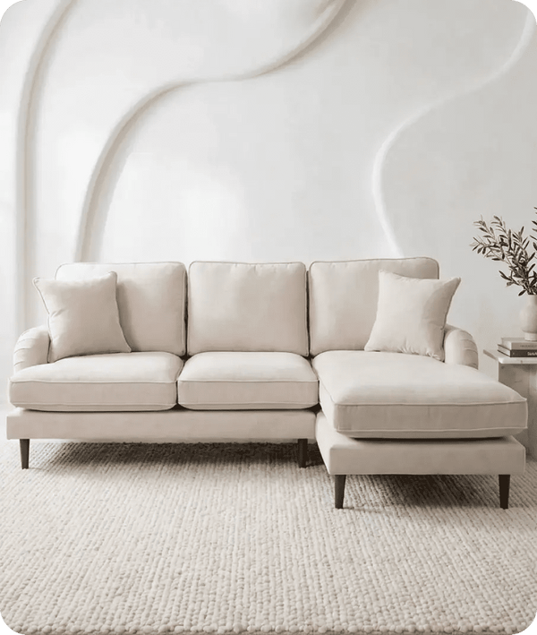 Durham Beige Fabric Right Hand Corner Sofa