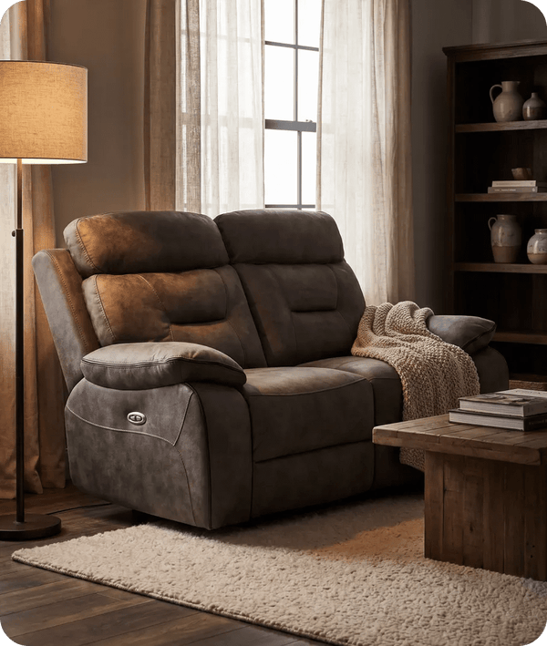 Foster Brown Leather 2 Seater Sofa