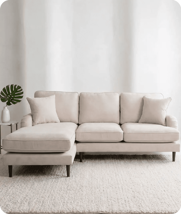 Durham Beige Fabric Left Hand Corner Sofa