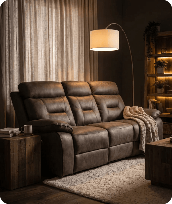 Foster Brown Leather 3 Seater Sofa