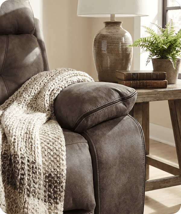 Foster Brown Fabric Electric Recliner Armchair