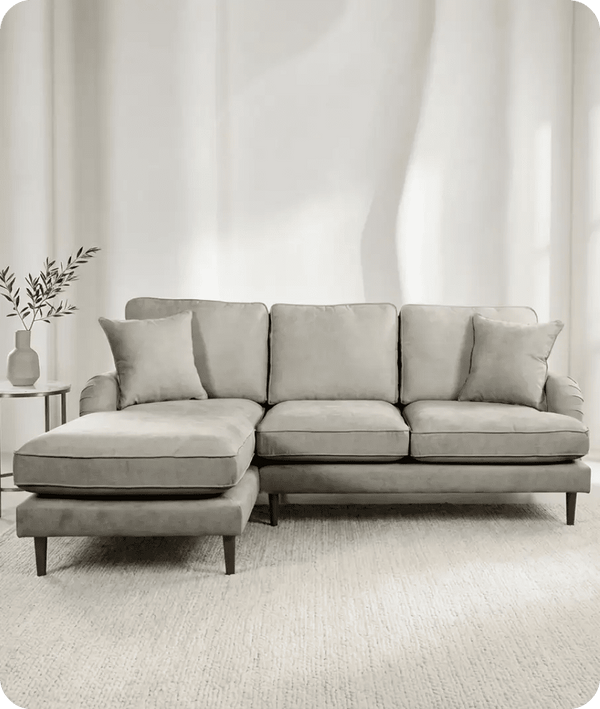 Durham Silver Fabric Left Hand Corner Sofa