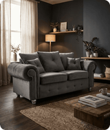 Haven Grey Fabric Velvet 2 Seater Sofa - Sofa-Direct
