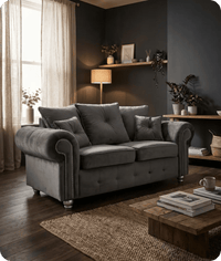 Haven Grey Fabric Velvet 2 Seater Sofa - Sofa-Direct