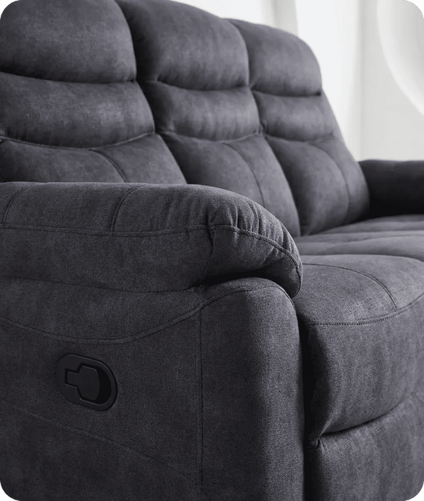 Bristol Grey Fabric Manual Recliner 3 Seater Sofa