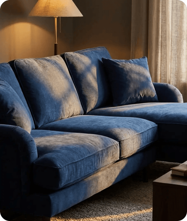 Durham Navy Fabric Right Hand Corner Sofa