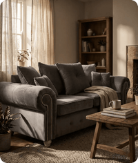 Haven Grey Fabric Velvet 3 Seater Sofa - Sofa-Direct