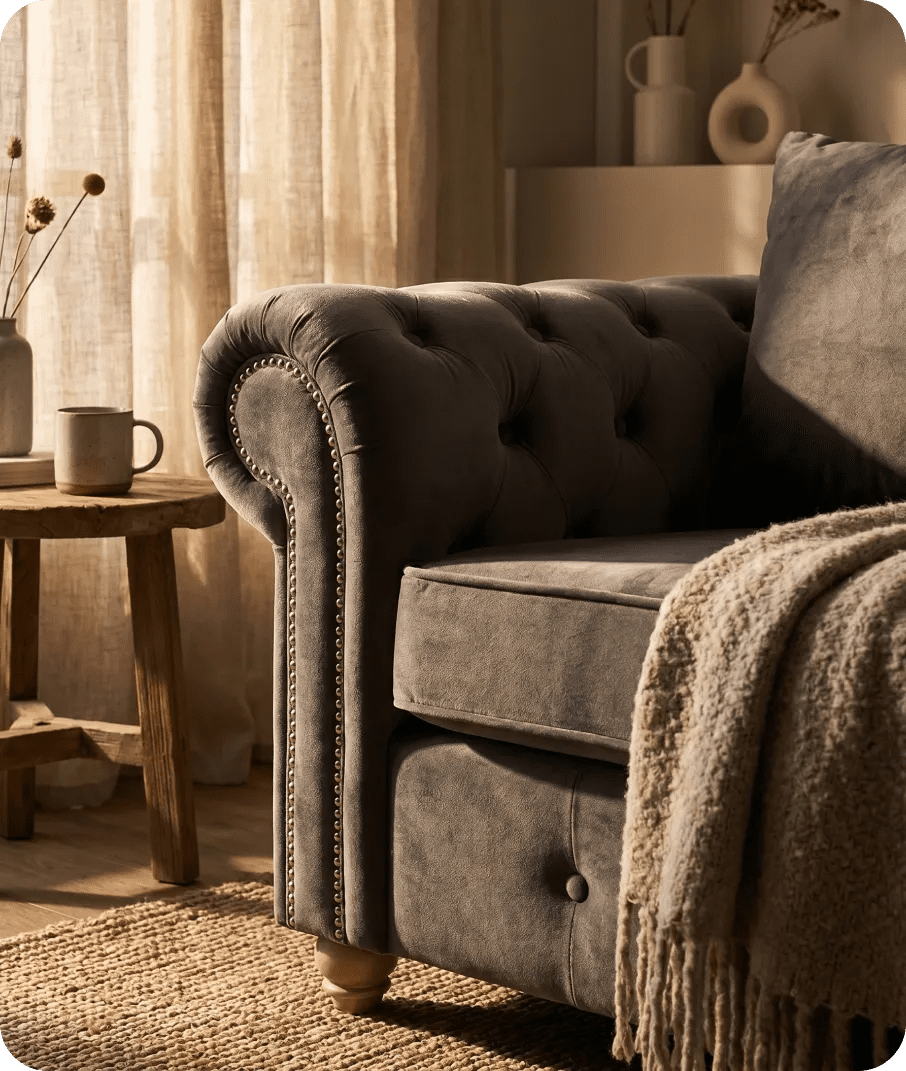 Haven Grey Fabric Velvet Armchair - Sofa-Direct